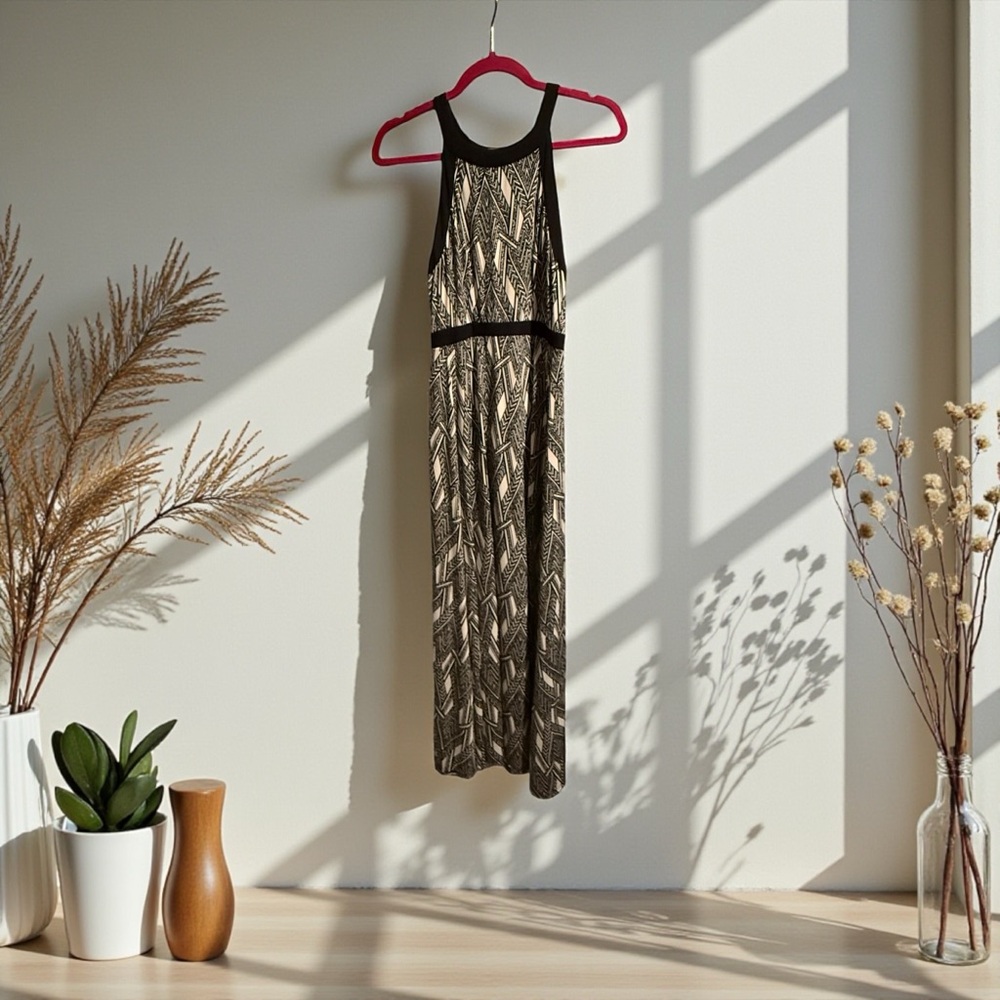 Maude Black and Tan Maxi Dress